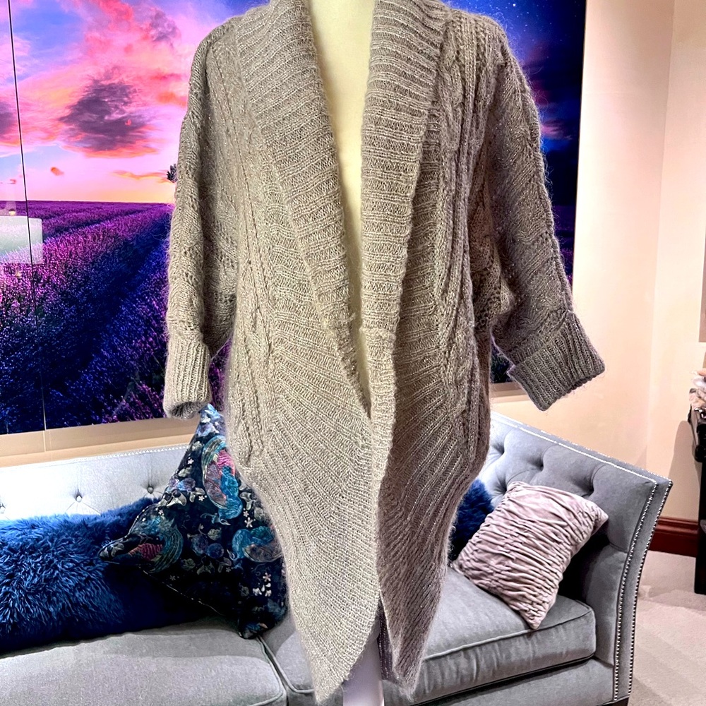 Express Grey Waterfall sweater with gold weave - Women’s small - Picture 2 of 7